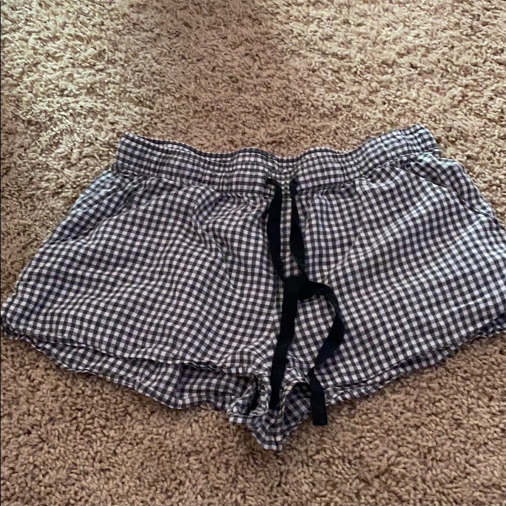 blue and white pajama shorts